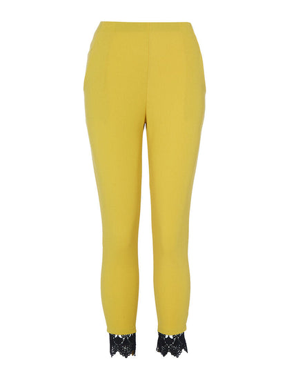 Broek 7/8 met haakdetail - geel