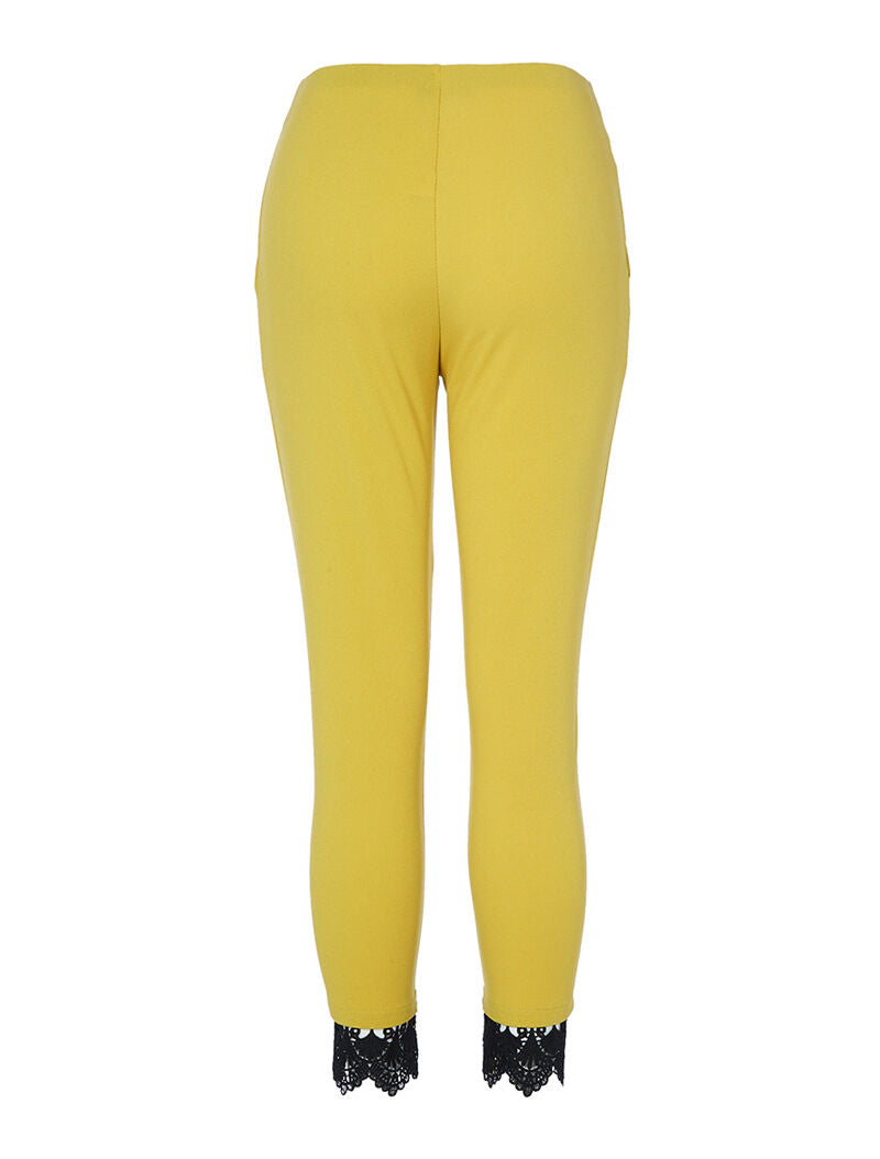 Broek 7/8 met haakdetail - geel