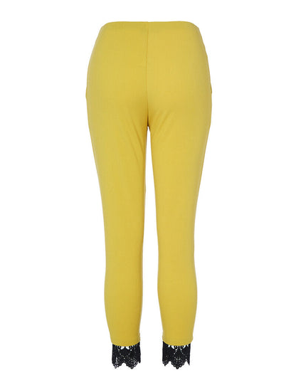 Broek 7/8 met haakdetail - geel