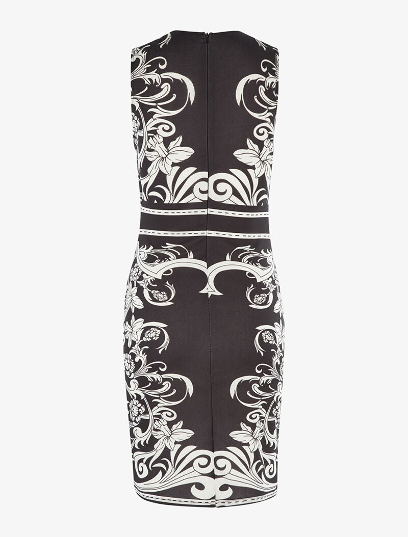 Robe fourreau imprimé baroque - noir/blanc - 2