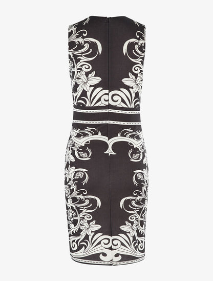 Robe fourreau imprimé baroque - noir/blanc - 2