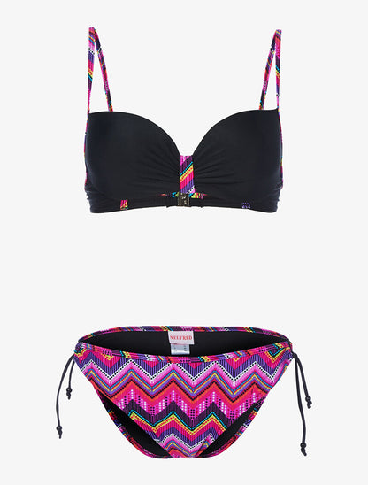 Bikini zig-zag éthnique - noir - 3