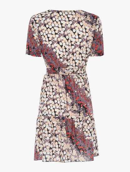 Robe cache coeur à bords volantés - beige/rouge/violet - 2