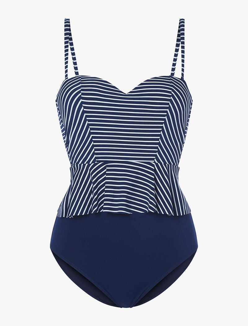 Tankini péplum marinière - marine - 3