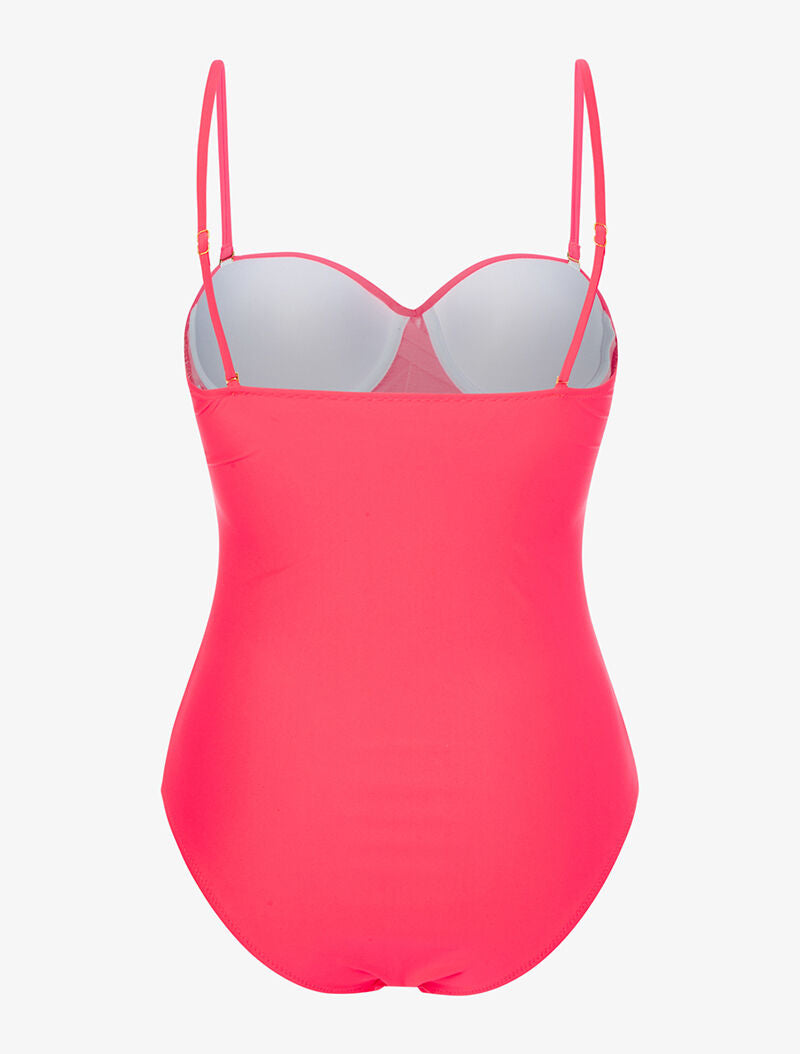 Monokini à bandeau torsadé - corail fluo - 2