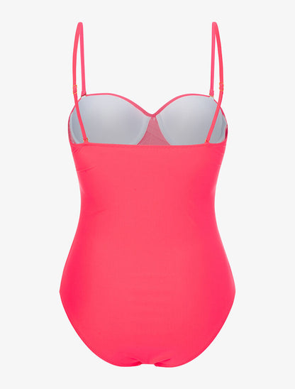 Monokini à bandeau torsadé - corail fluo - 2