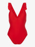 Monokini à bretelles volantées - rouge - 1