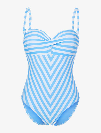 Monokini à rayures - bleu ciel - 1
