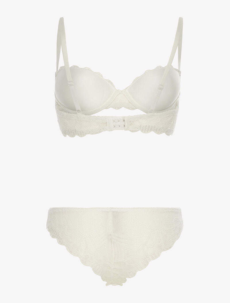 Ensemble SG et tanga en broderie fine - blanc - 2