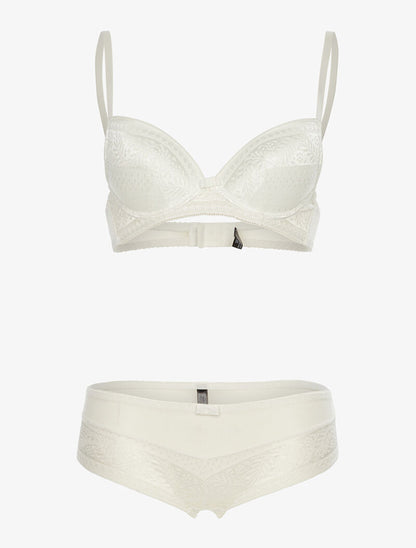 Ensemble SG et shorty en voile et dentelle - blanc - 3