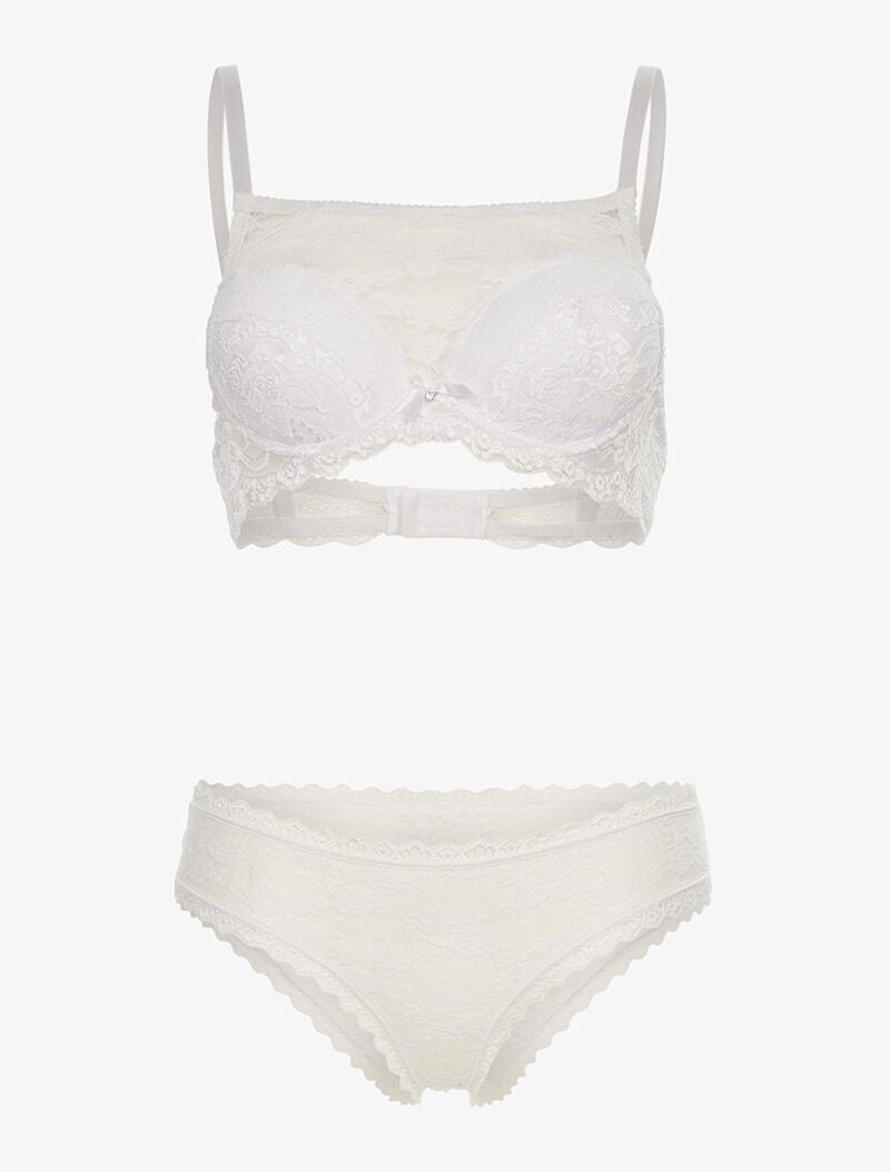 Ensemble SG style brassière en dentelle et culotte - blanc - 1