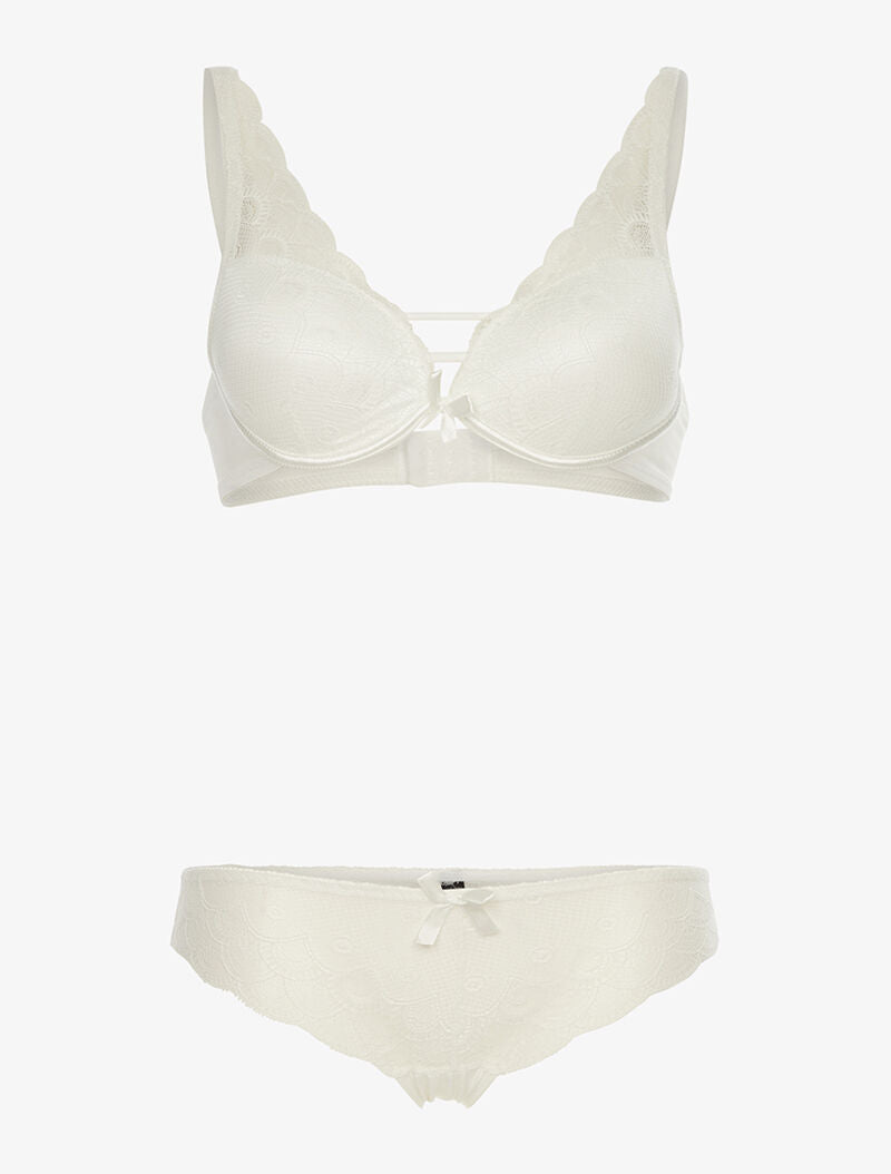 Ensemble en dentelle effet triangle - ecru - 3