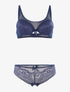 Ensemble en dentelle ajourée et tulle - bleu indigo - 1