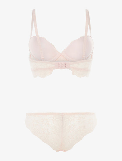 Ensemble à broderies motifs fleurs - rose orange - 2