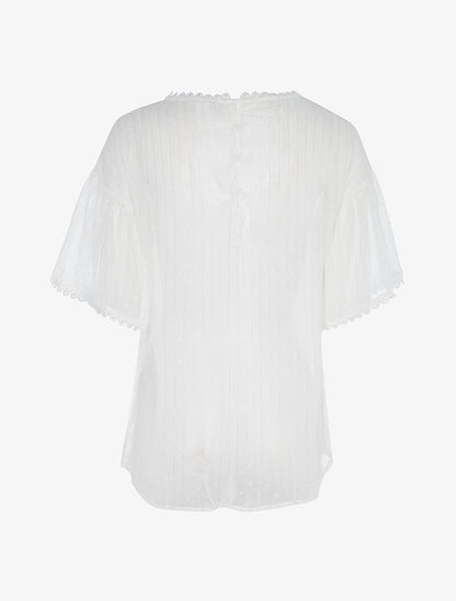 Blouse transparente à liserés argentés - blanc - 2