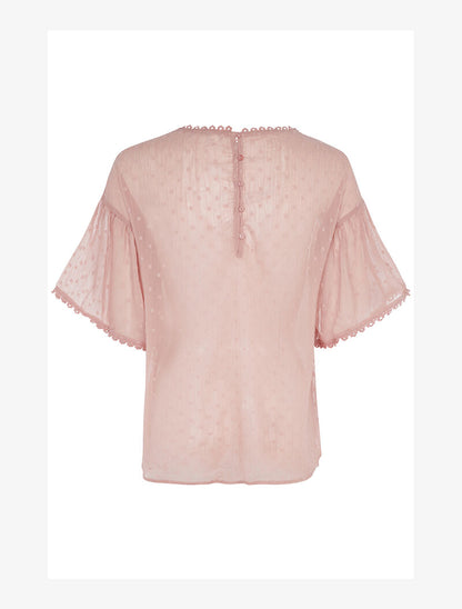 Blouse transparente à liserés argentés - vieux rose - 2