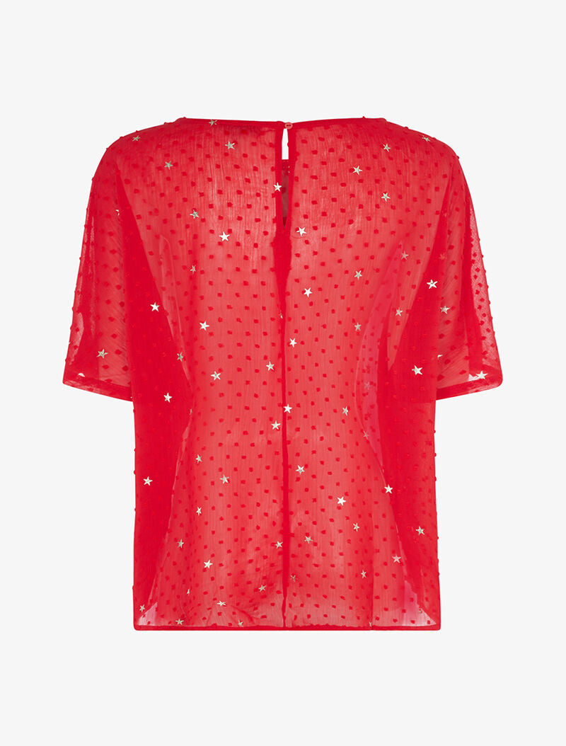 Blouse transparente à motifs étoilés - rouge - 2