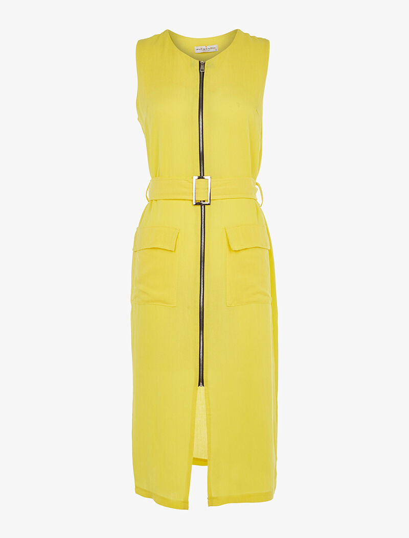 Robe longue légère à zip - jaune - 3