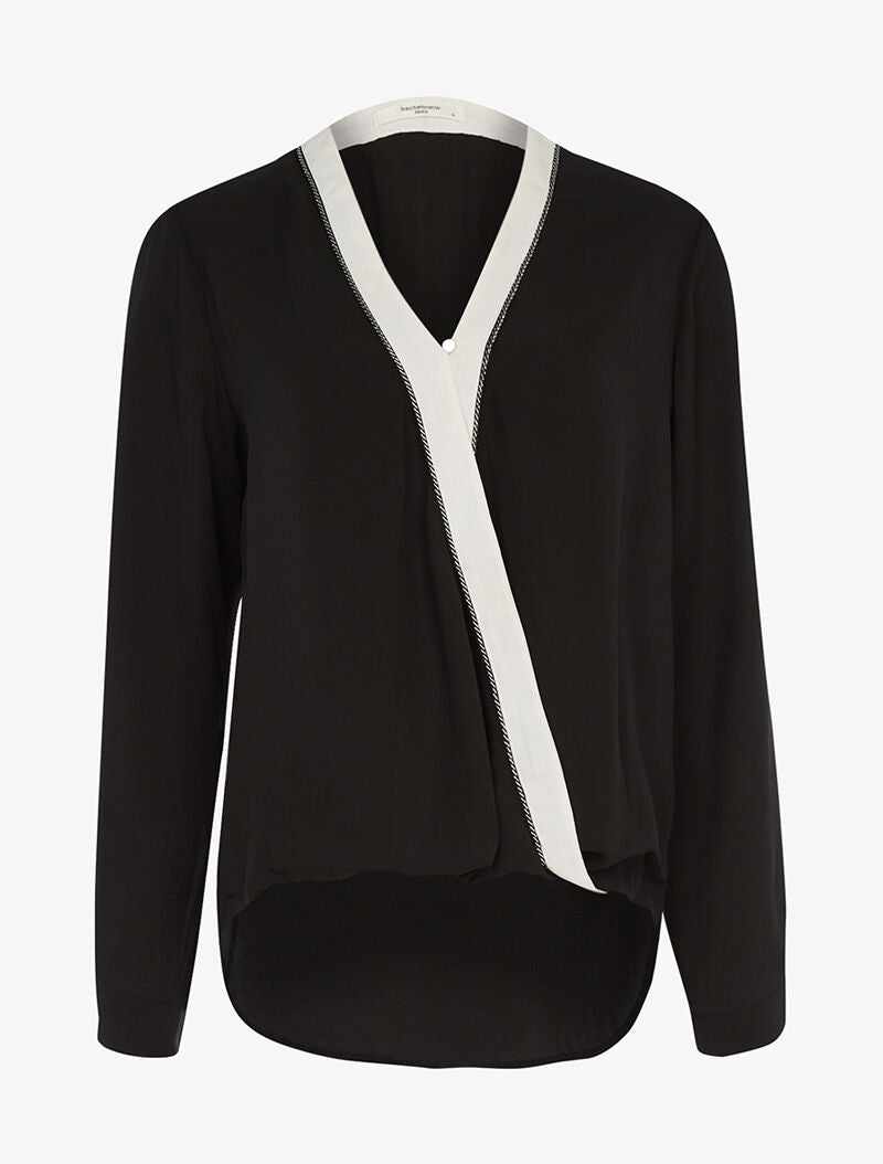 Blouse asymétrique à liseré - noir - 1