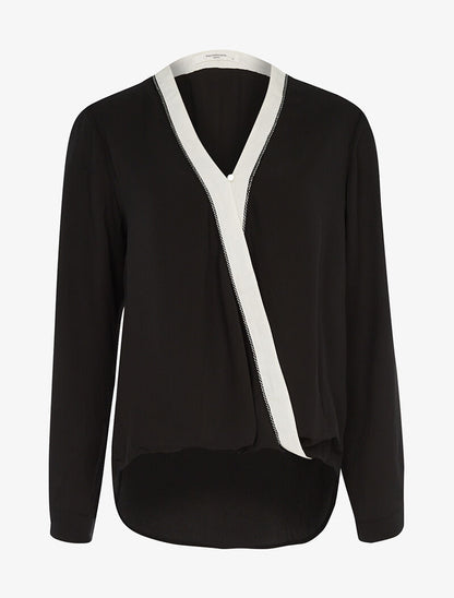 Blouse asymétrique à liseré - noir - 1