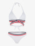 Bikini triangle à bandes tricolore - blanc - 1