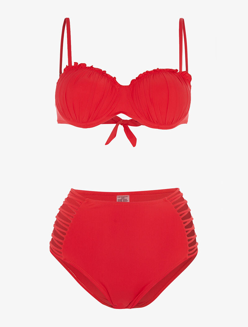 Bikini culotte lace out - rouge - 3