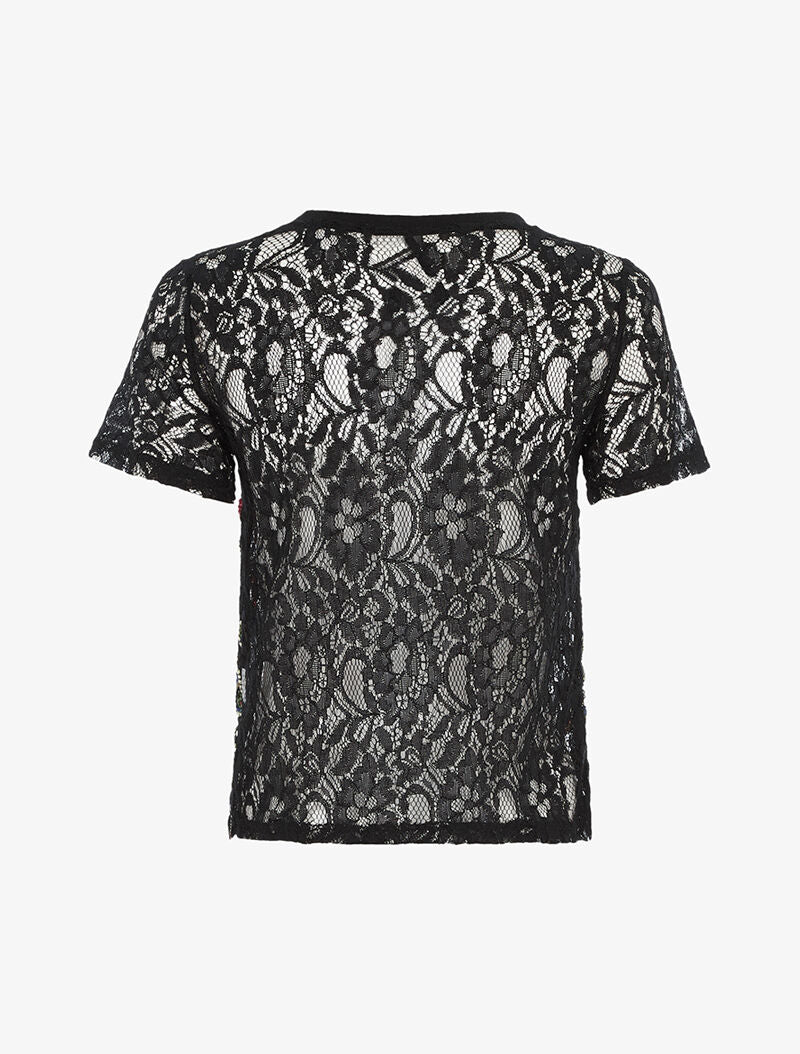 T-shirt en crochet ajouré - noir/multi - 2