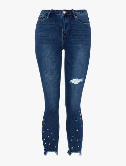 Jean à empiècements étoiles - bleu denim - 3