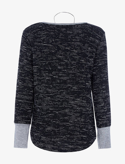 Top style chiné à sautoir - noir - 5