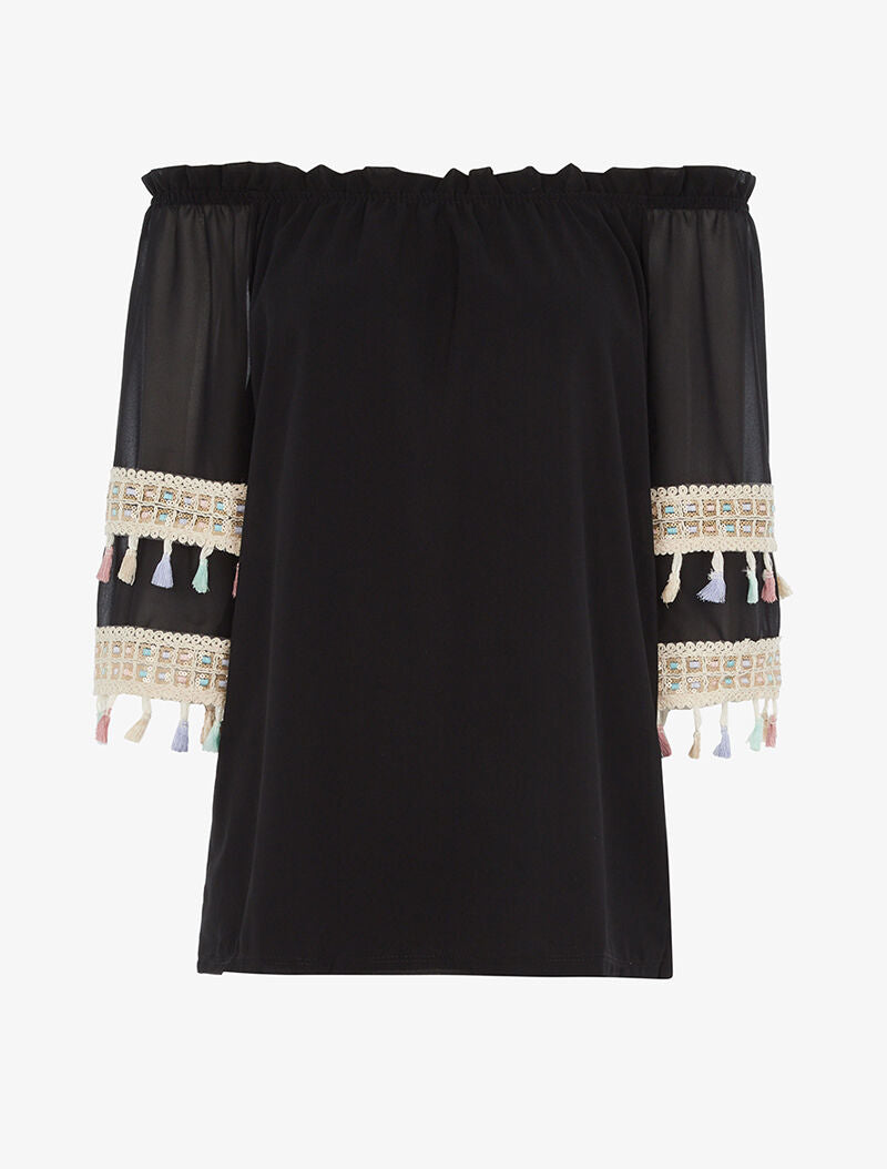 Top à manches stylisées - noir - 3