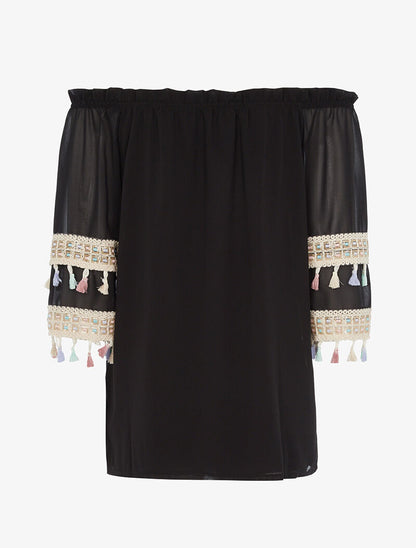 Top à manches stylisées - noir - 2