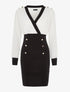 Robe fourreau à boutonnières - blanc et noir - 1