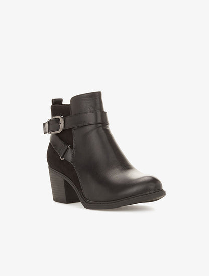 Bottines bi matière et bride - noir - 2