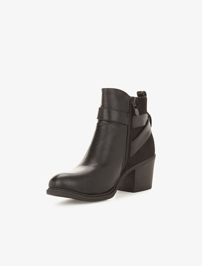 Bottines bi matière et bride - noir - 3