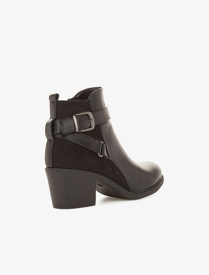 Bottines bi matière et bride - noir - 4