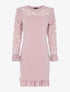 Robe à poitrine et manches en dentelle - vieux rose - 1
