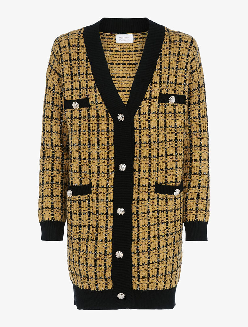 Gilet long effet tricot - jaune - 3