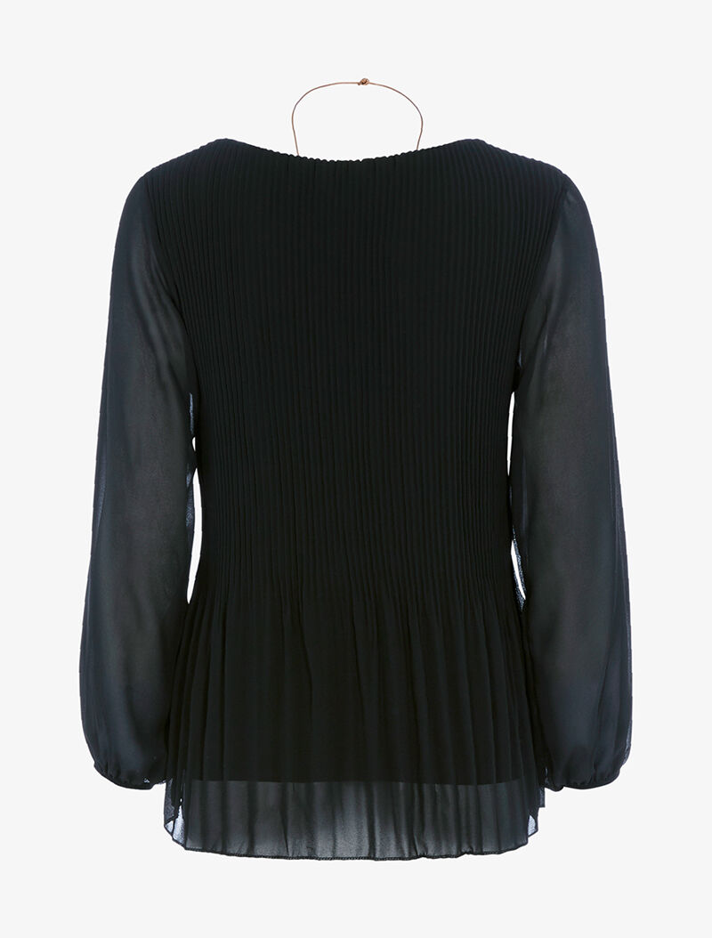 Top ample en voile plissé - noir - 2