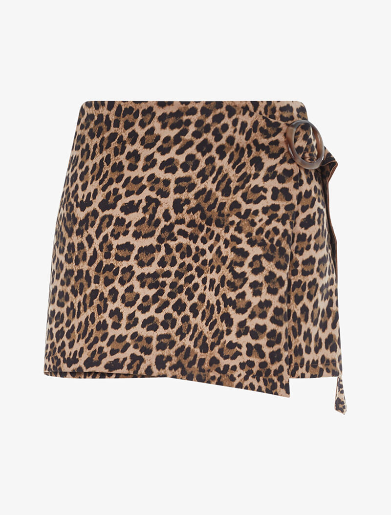 Short jupe à pans en suédine animal - leopard - 3