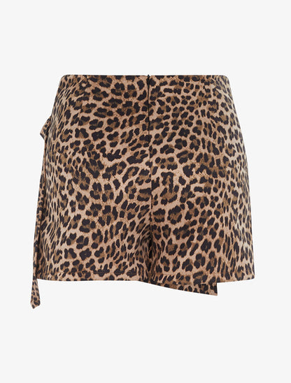 Short jupe à pans en suédine animal - leopard - 2