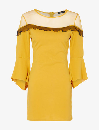 Robe courte volantée - safran - 3