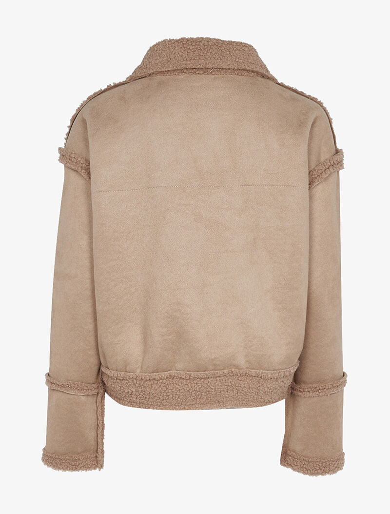 Veste courte duveteuse - rose orange - 2