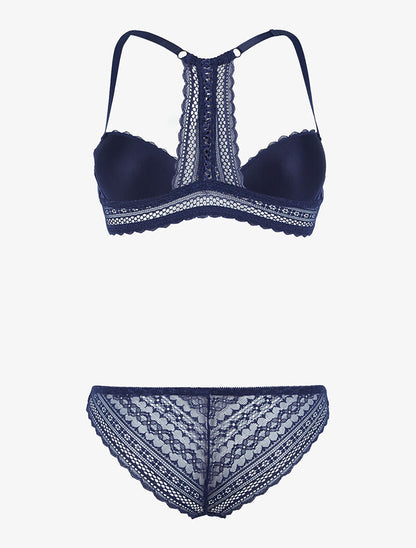 Ensemble en dentelle et dos nageur - marine - 2