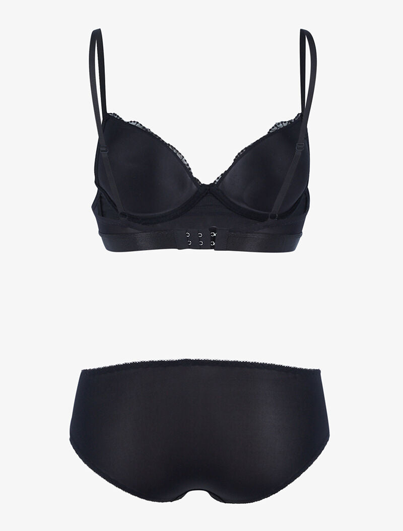 Ensemble à empiècement broderie fleurie - noir - 2