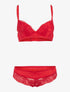 Ensemble à empiècement broderie fleurie - rouge - 3