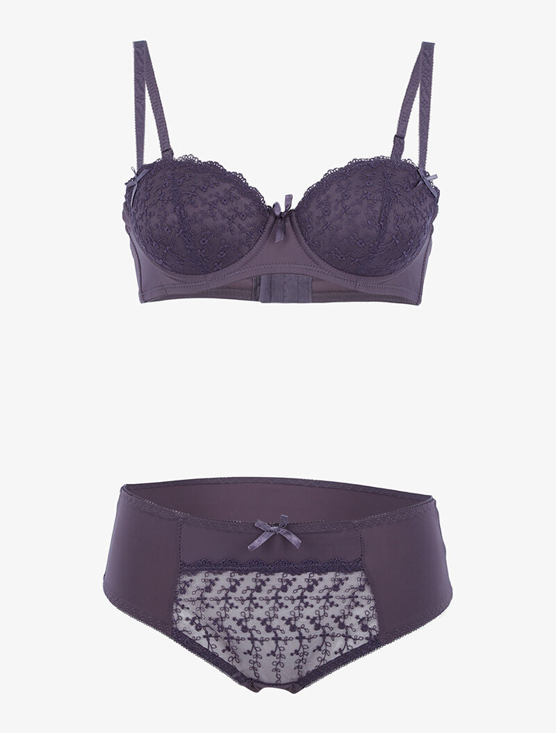 Ensemble à empiècement broderie graphique - gris foncé - 1