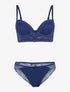 Ensemble bustier à empiècements dentelle - marine - 1