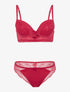 Ensemble bustier à empiècements dentelle - rouge - 1