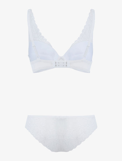 Ensemble en dentelle et décolleté en V - ecru - 2