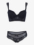 Ensemble en résille et dentelle fleurie - noir - 3